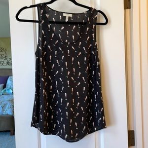 Joie silk champagne print tank, EUC, small